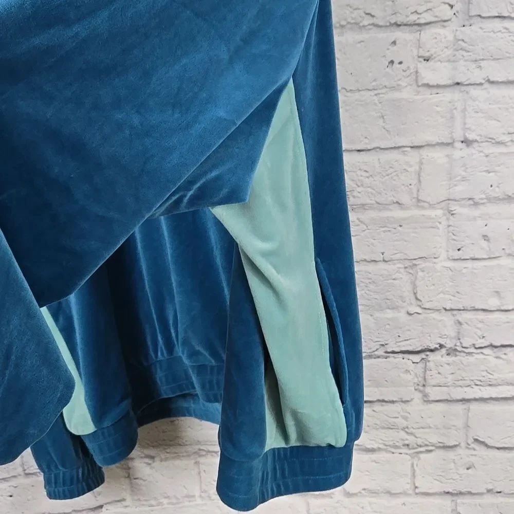 Zelos 3X Velour Zip Hoodie Teal Plush Velvet Lounge Jacket Cozy Plus Size 24W - Picture 11 of 12